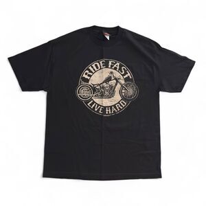 Hot Leathers Ride Fast Live Hard Biker T-Shirt Mens XL Black Motorcycle Bar Tee